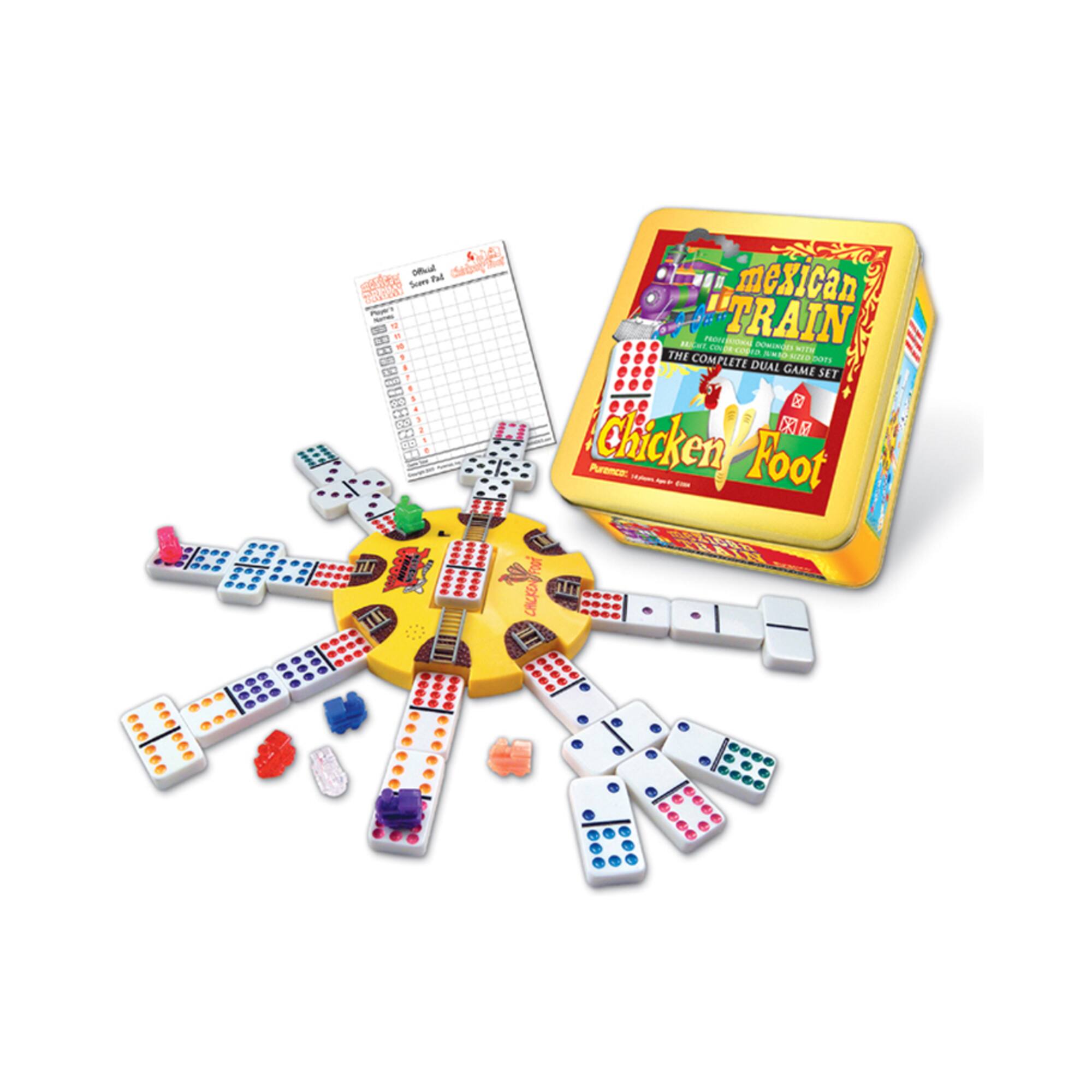 Mexican Train & Chickenfoot Dominoes Complete Dual Game Set